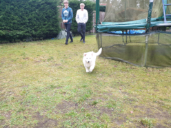 voor het eerst naar buiten en in de tuin lopen